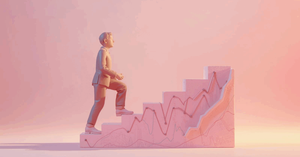 階段を一段ずつ登る人