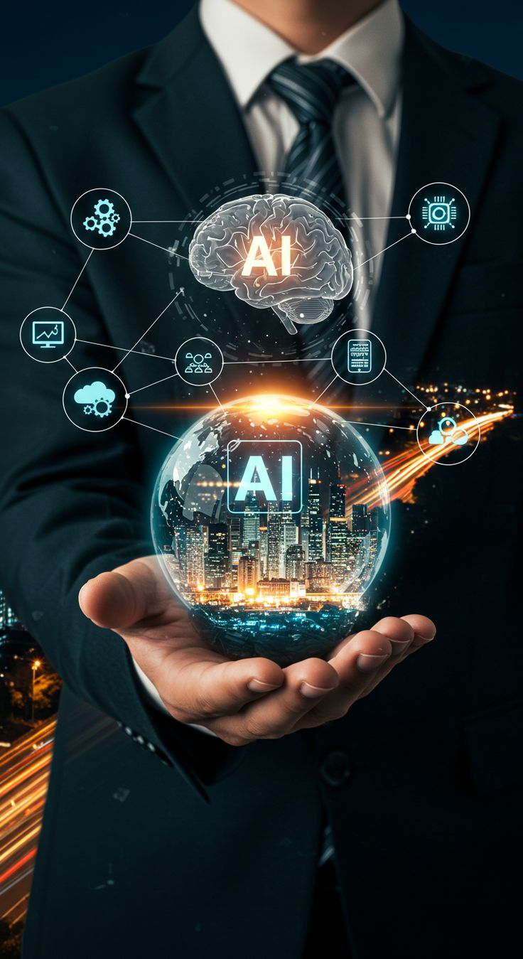 手のひらにAIの文字を乗せている