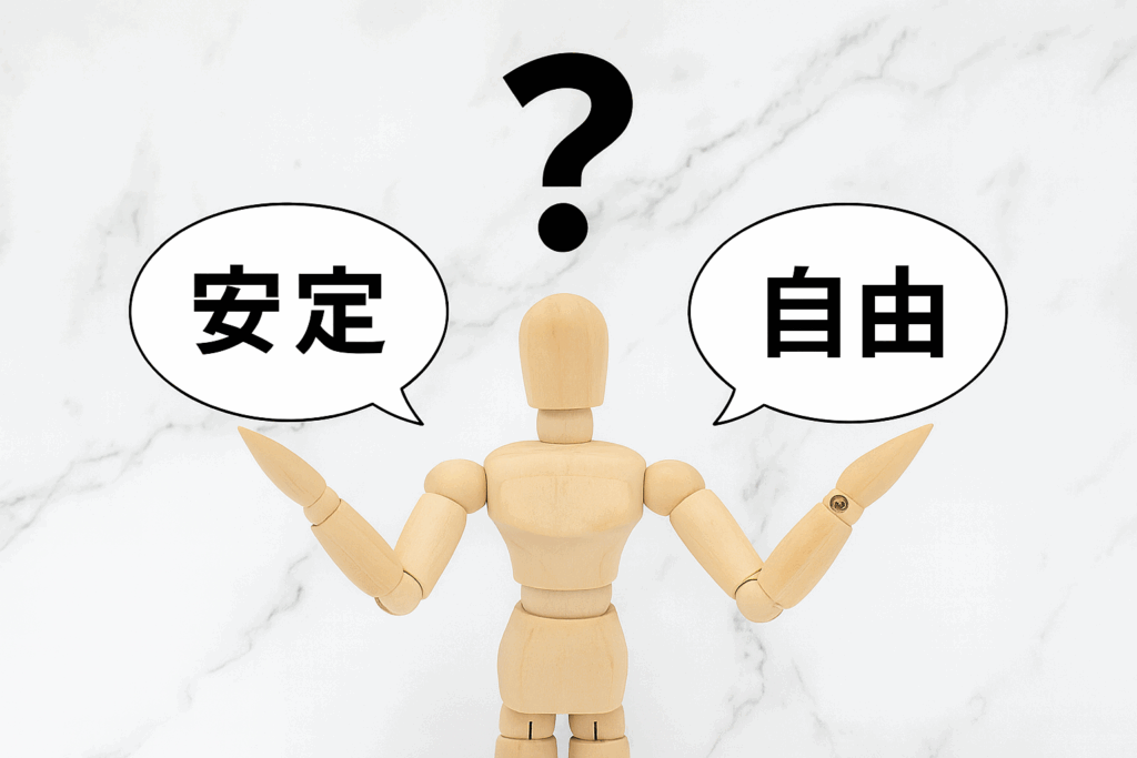 安定か自由かを天秤にかけている