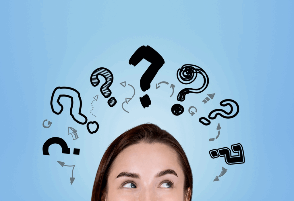 頭に？が浮かんでいる女性