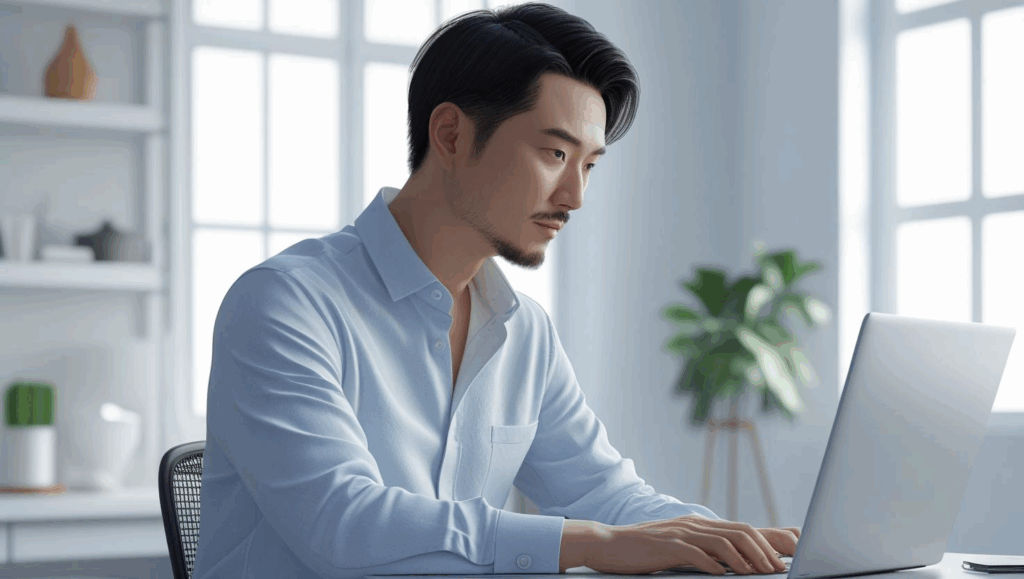 パソコンを操作する男性