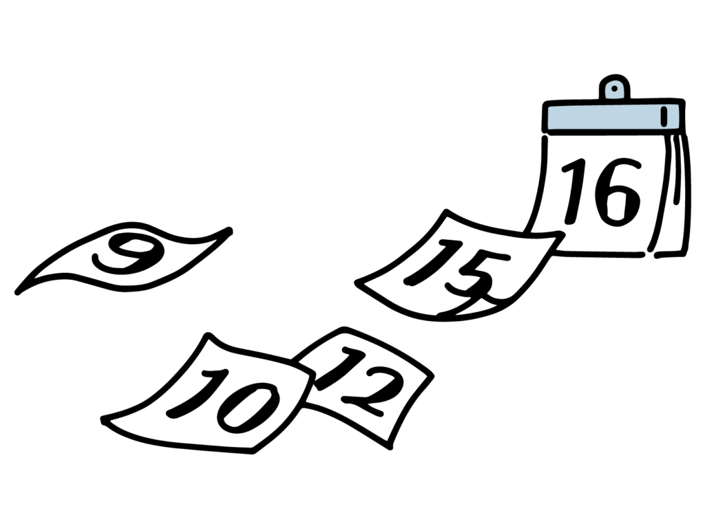 カレンダーの日付が変わっていく様子