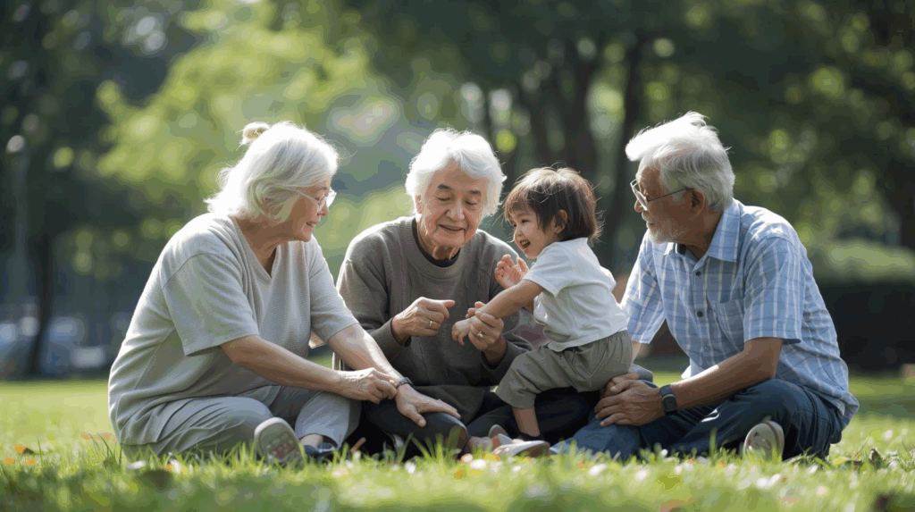 小さな子どもと過ごしているシニア世代
