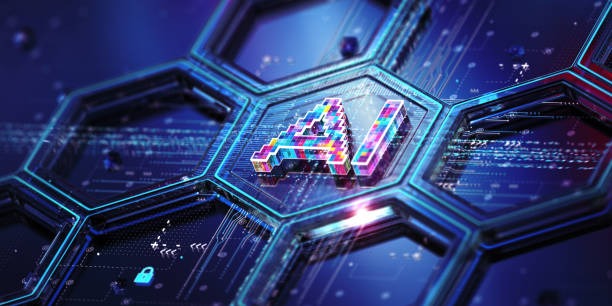 青いハチの巣状の形の中心に「AI」の文字がある画像