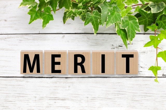 MERITと書かれたブロックが並んでいる