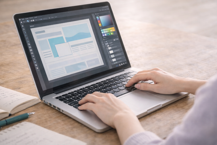 パソコン作業中の手元