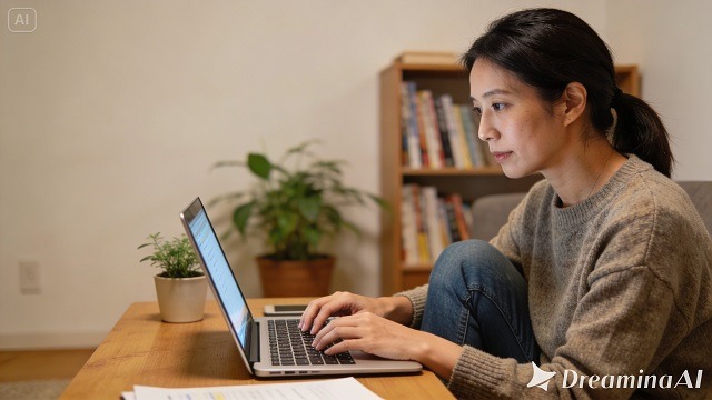 パソコンを見ながら副業について悩む主婦